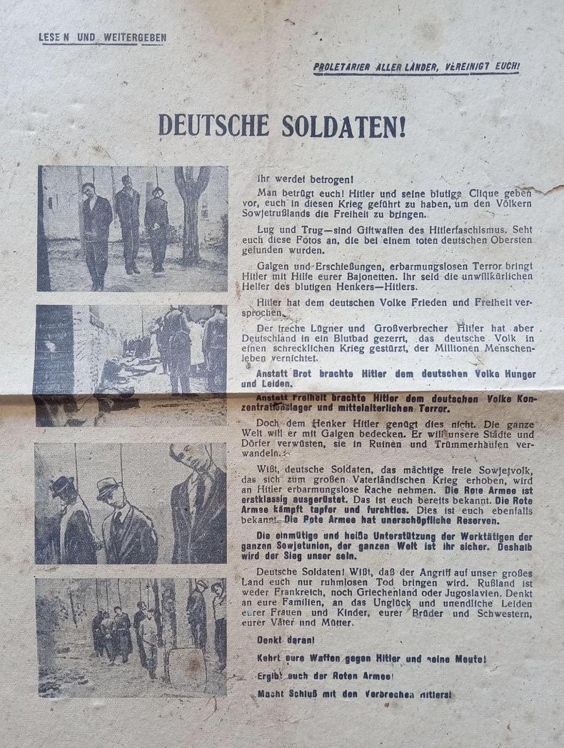 Soviet aerial leaflet distributed to German soldiers.