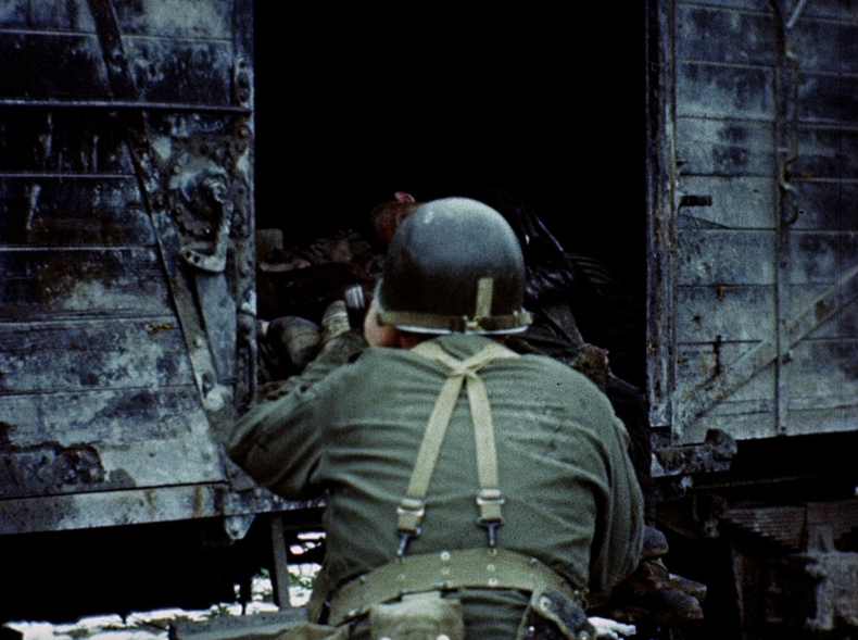 Figure 1. Still from Dachau concentration camp after liberation, George Stevens, 1945, Courtesy of George Stevens, jr.